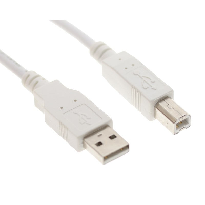 USB 2.0 Cable, 3m, White, A Male Plug to B Male Plug